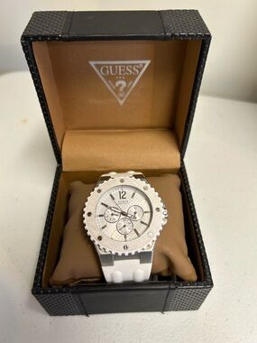 GUESS White Sport Chronograph Watch